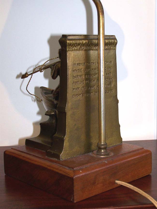 A New Bedford Whaling Monument Bookend circa 1950 now forming the base of a lamp — image 4